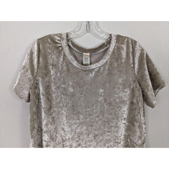 7th Ray‎ short sleeved ruffled hem gray silver top - Picture 3 of 8